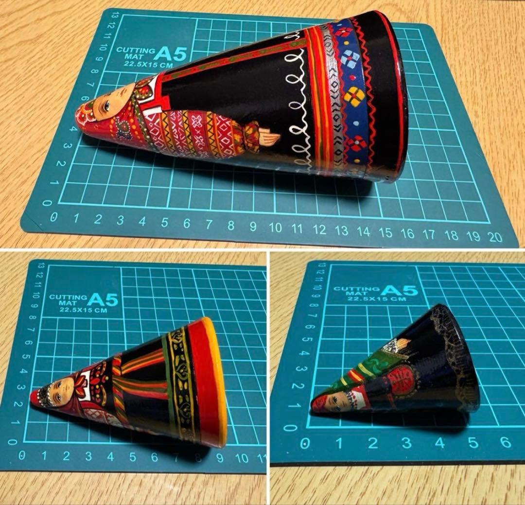 月末セール‼️ロシア　アーティスト　ダロブエア作品　三角マトリョーシカ　3体