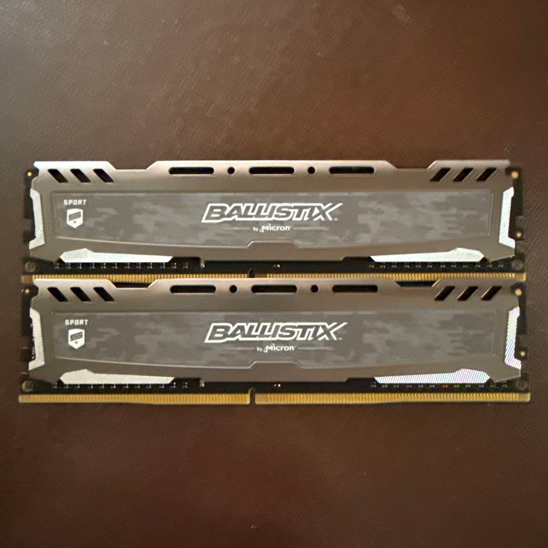 Micron BALLISTIX 8GB DDR4 2666メモリー x2枚