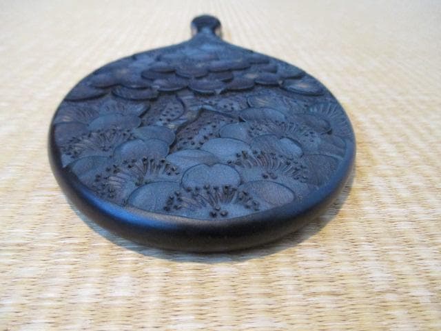 一、　美品　逸品　一彫堂　軽井沢彫り　軽井沢彫　桜柄　手鏡　伝統工芸