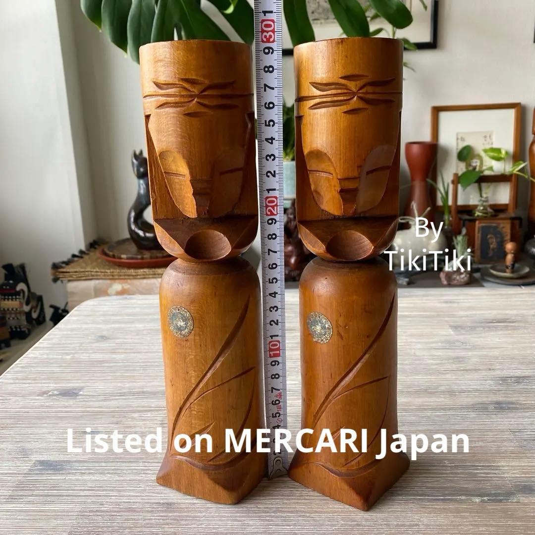 ニポポ　アイヌ　２体セット　木彫り　彫刻　網走　北海道民芸品　ヴィンテージ