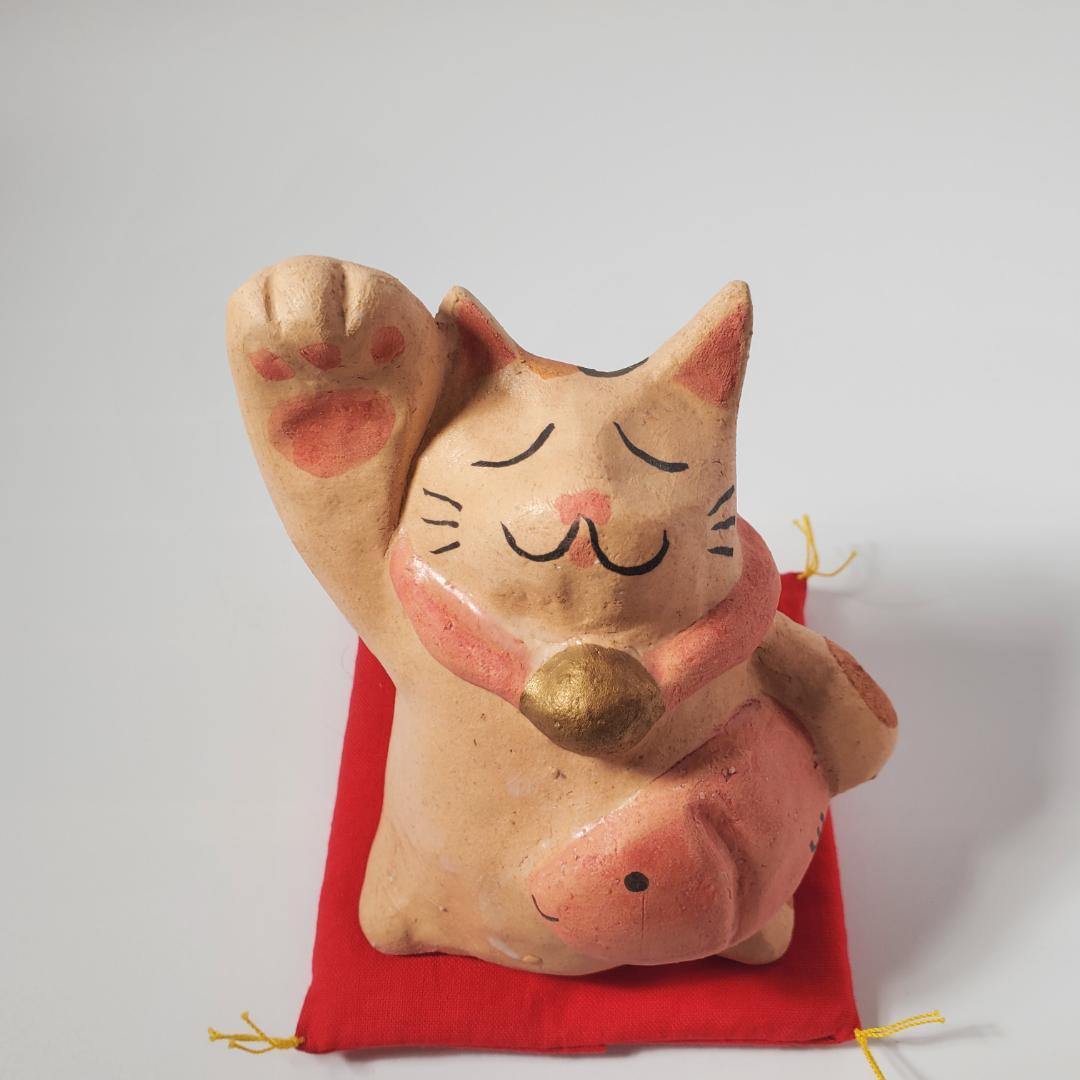 もりわじん猫とフクロウの手ぬぐい＆若杉守人猫の置物