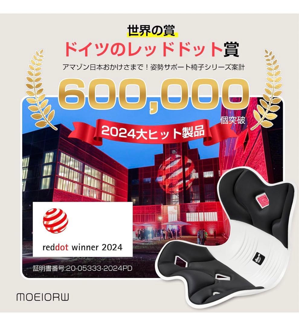【ドイツ レッド•ドット賞受賞製品】姿勢サポート 椅子2個セット