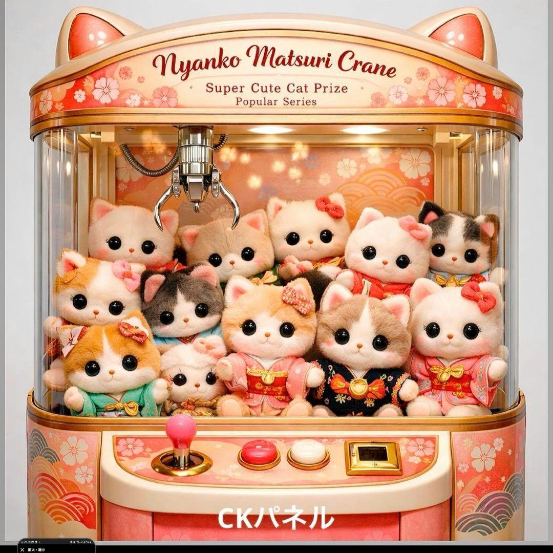 激レアクレーンゲームねこパネル生地　ハンドメイド