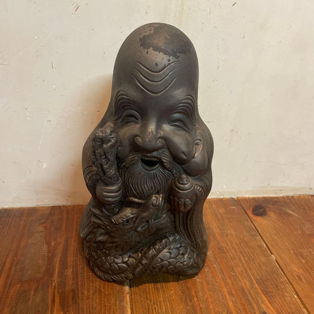 飾り瓦　七福神　福禄寿　縁起物　瓦　オブジェ　置物　屋根　庭飾り　当時物