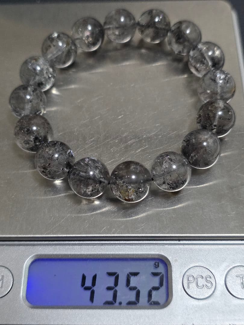 12.7㎜　エレスチャルクォーツ(骸骨水晶)ブレスレット