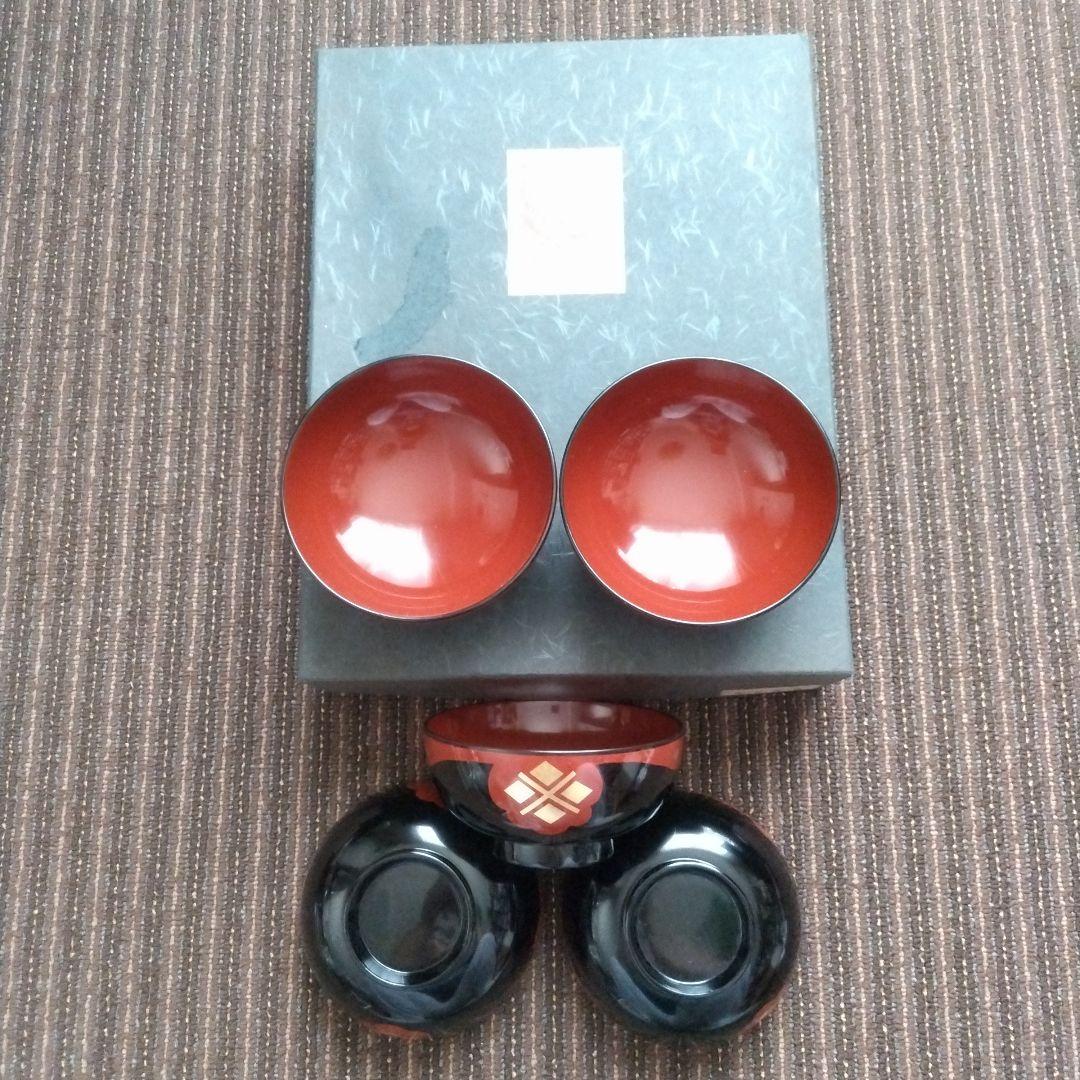 【美品】秀衡塗　丸三漆器　お椀　５客　共箱