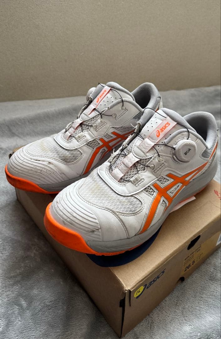 ASICS 安全靴 ホワイト/オレンジ Boaシステム 27.0cm