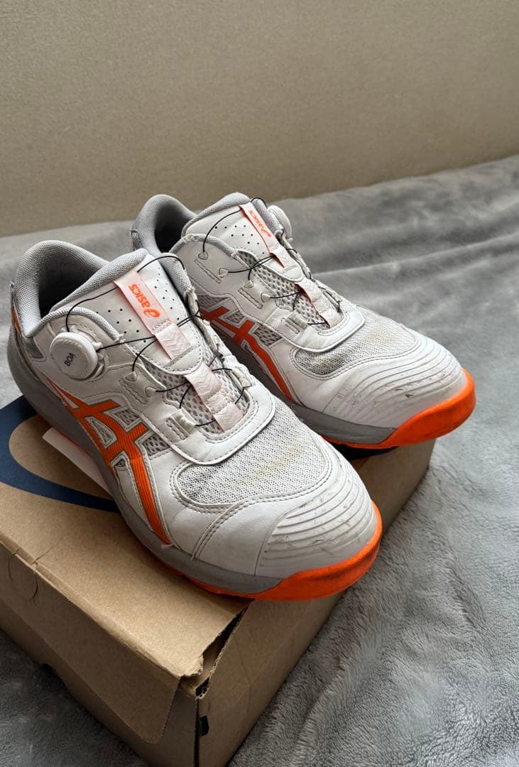 ASICS 安全靴 ホワイト/オレンジ Boaシステム 27.0cm