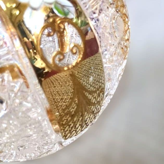 Vintage❗️BOHEMIA GOLD クリスタル花瓶 24%PhO 丸型