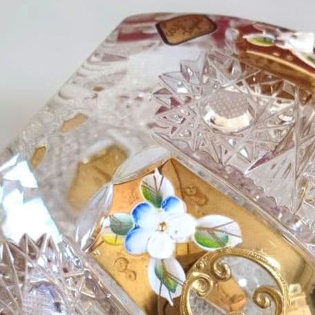 Vintage❗️BOHEMIA GOLD クリスタル花瓶 24%PhO 丸型