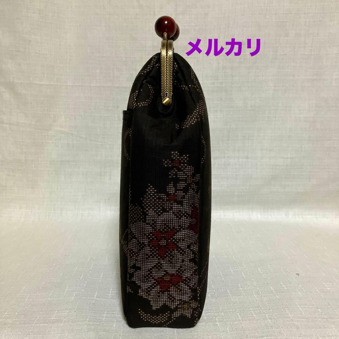本場泥大島紬　がま口スマホショルダーバッグ　ハンドメイド