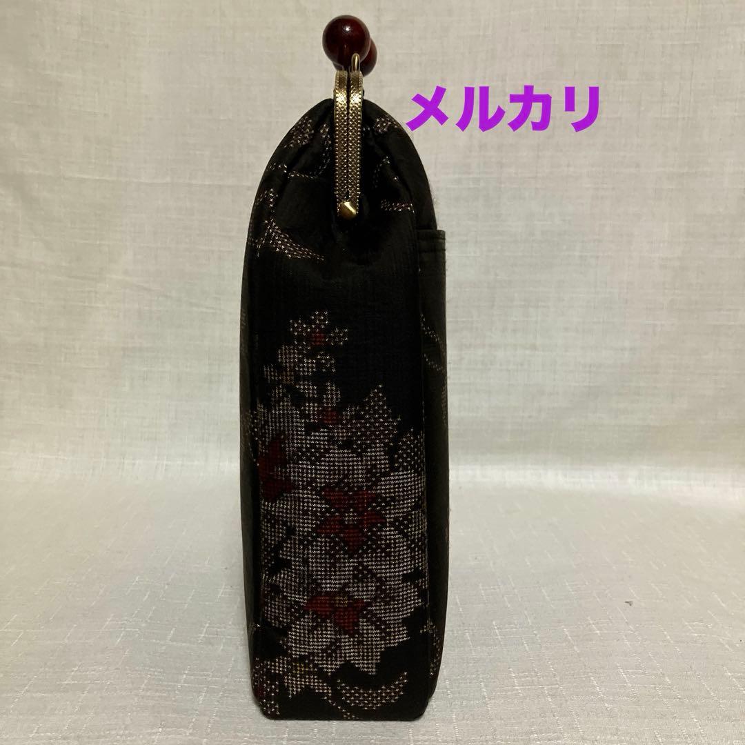 本場泥大島紬　がま口スマホショルダーバッグ　ハンドメイド