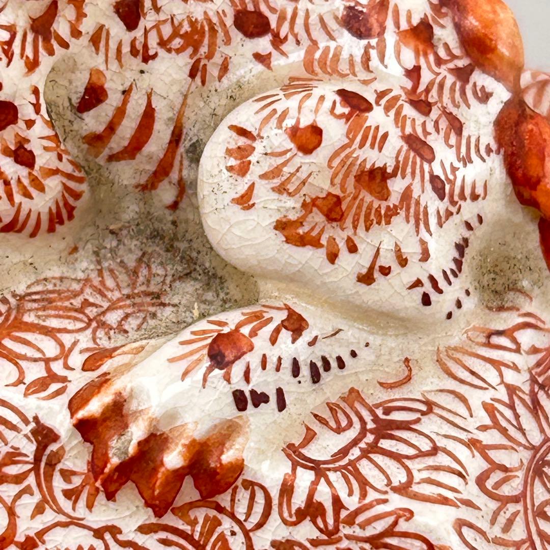 B56 九谷焼 香炉 赤絵獅子 蓋付き