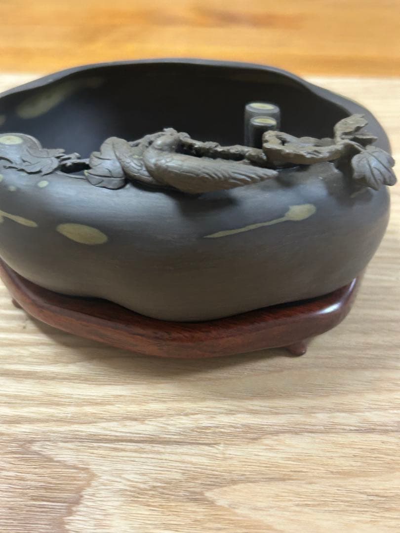 書道 硯 梅花坑水盂枝に鳥型　美術品　芸術家　骨董品　工芸品　最高級　逸品　中国
