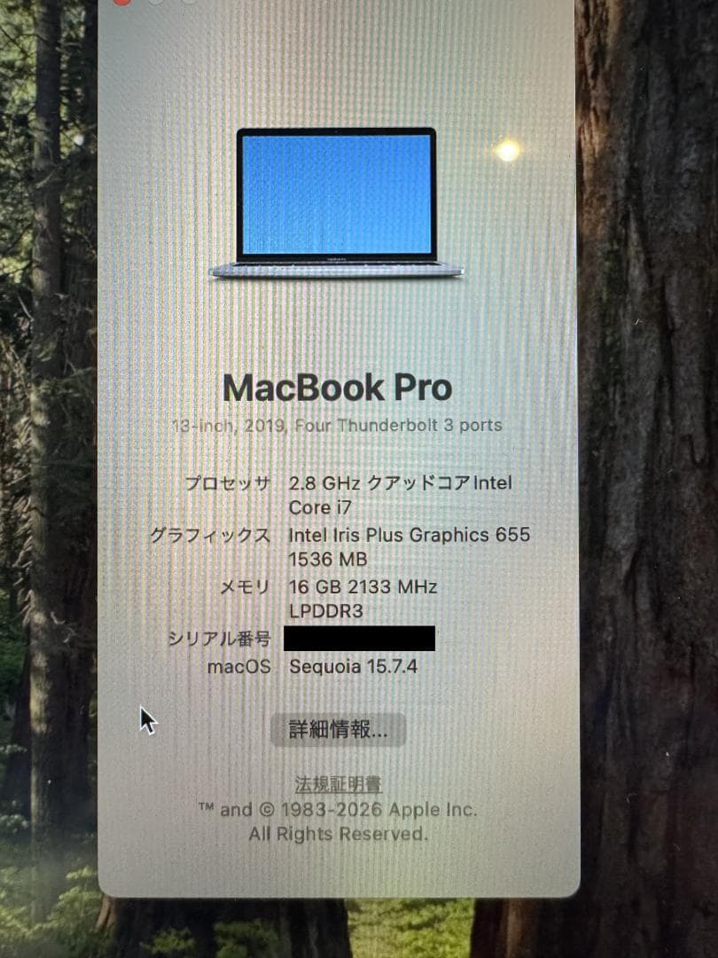 MacBookPro 13.3インチ Core i7 16GBメモリ 512GB