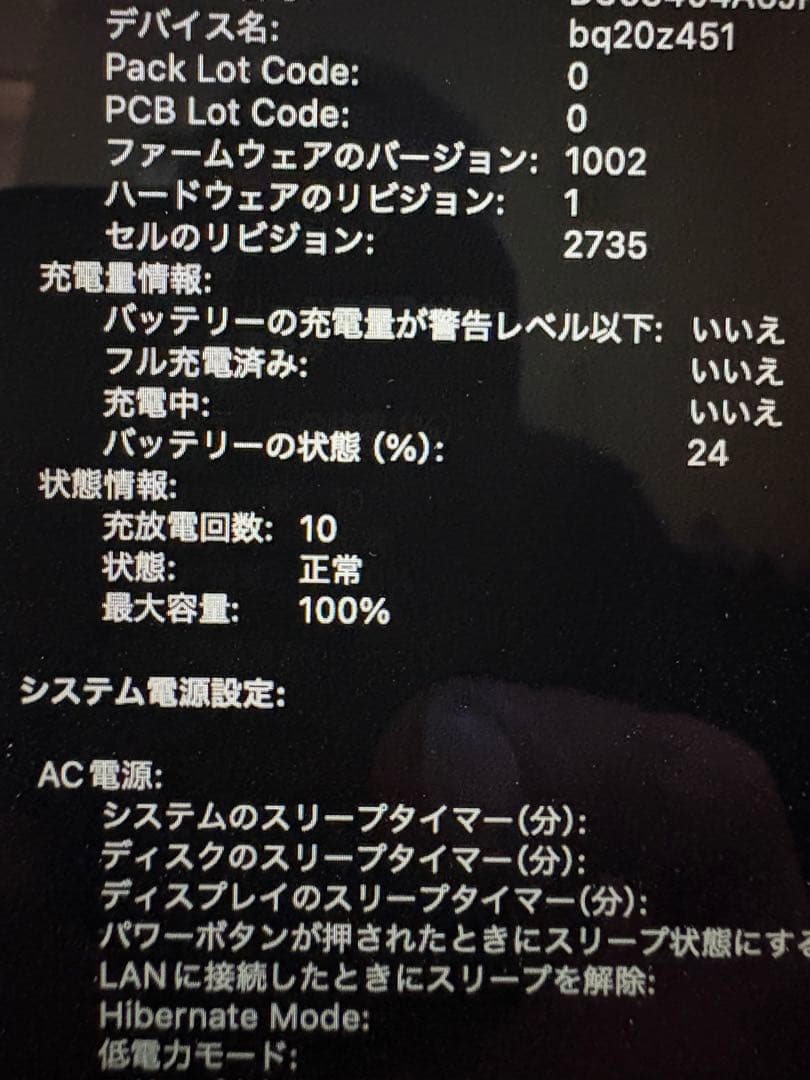 MacBook Air M1 充放電回数10回最大容量100%メモリ8GB256