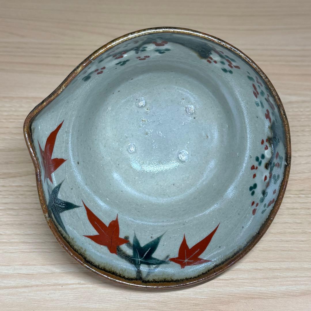 犬山焼 色絵 雲錦手 片口 茶碗 茶道具 酒器 木箱付 0126-A1