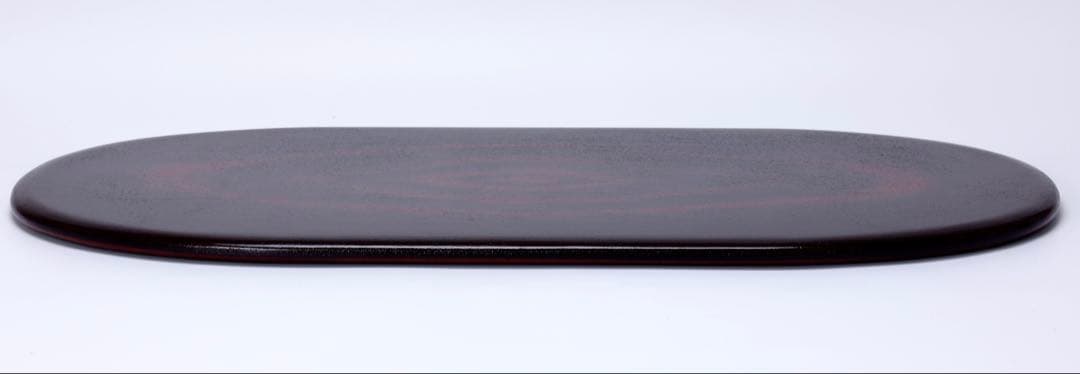 【極上漆芸】野澤寛 作 朱漆塗 菱形文様楕円飾台 70cm 大型花台 平台 箱付