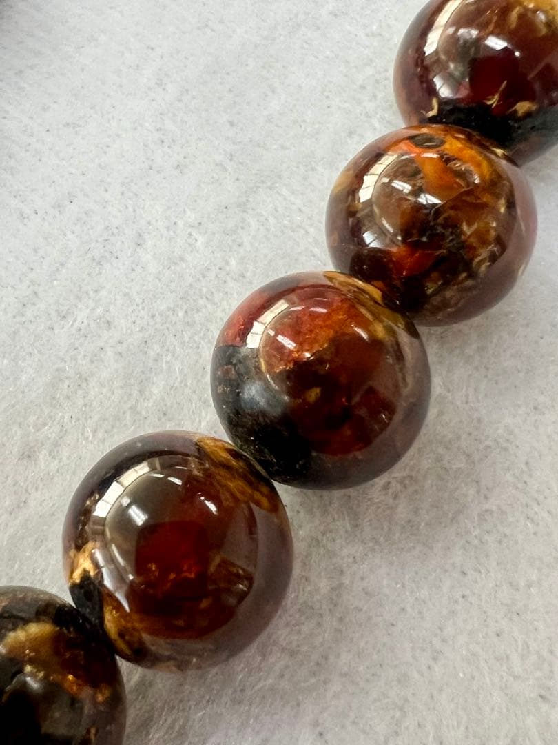 虎琥珀　14mm 数珠　超希少　未完成品