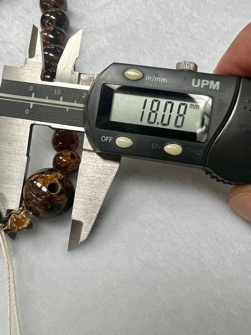 虎琥珀　14mm 数珠　超希少　未完成品