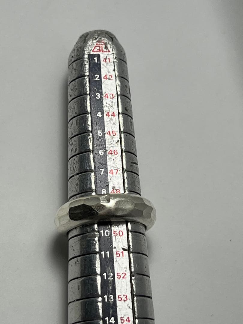 カレンシルバー純銀甲丸指輪槌目模様SILVERピンキー高純度手仕事風合8.5号い