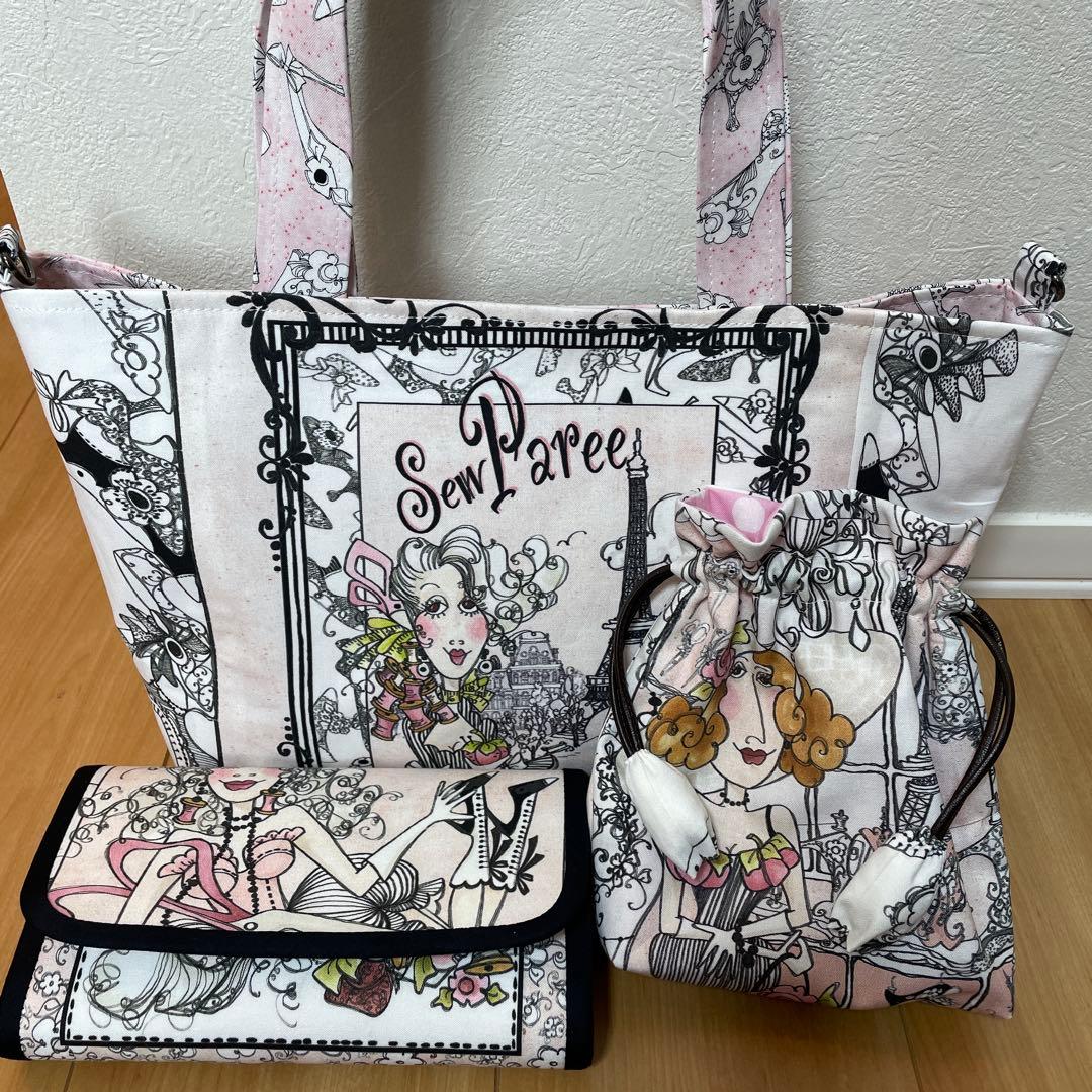 長財布　やりくり財布　ハンドメイド　トートバッグ　巾着袋　ハンドメイド