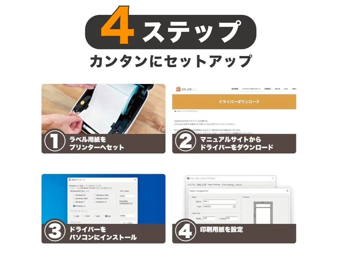 EC Seller PRO サーマルラベルプリンターFBAラベル印刷対応