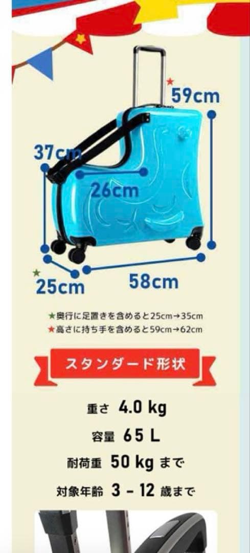 NORICCO ノリッコ　子どもが乗れるキャリーケース　スーツケース　M