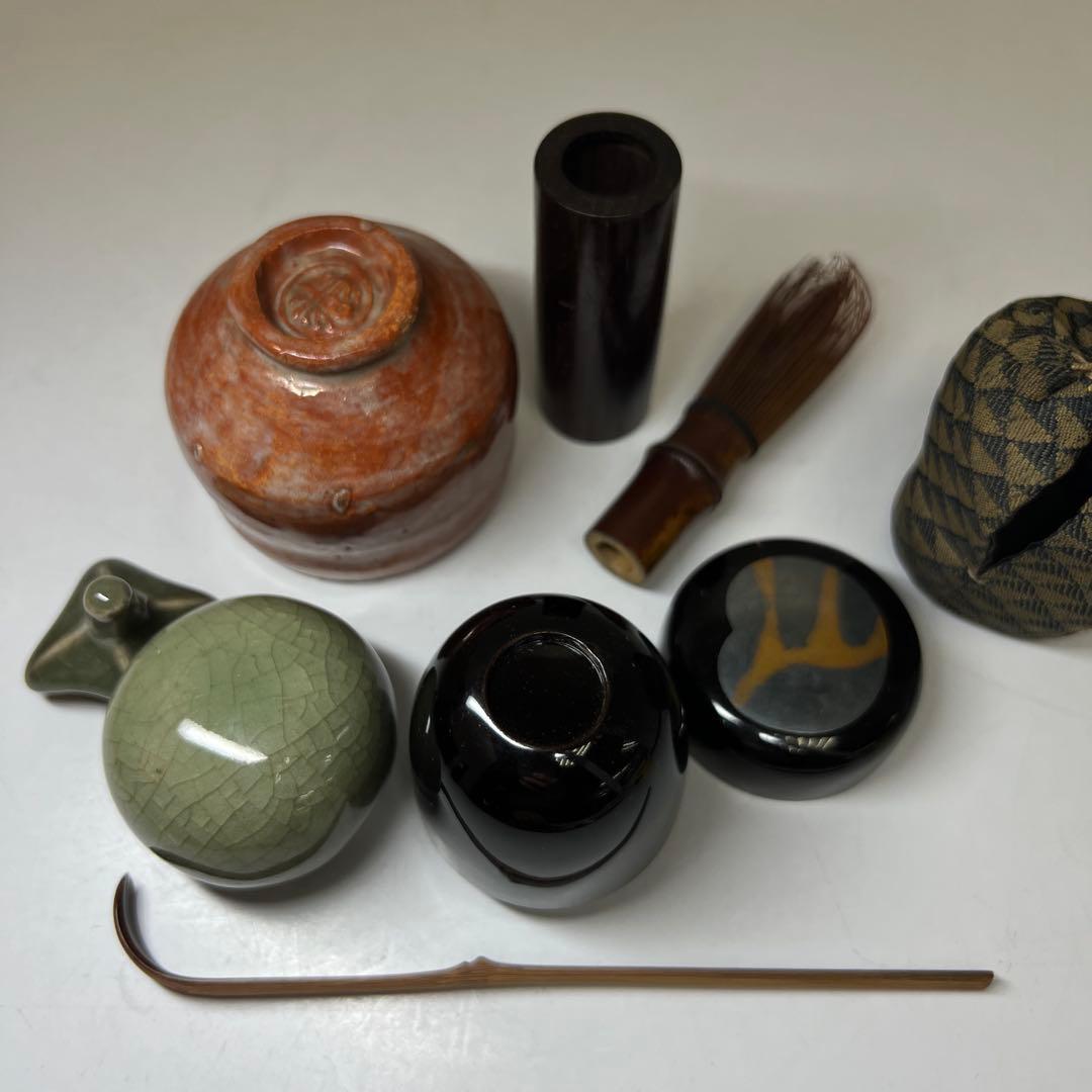 時代　極上獅子蒔絵　内梨地桑茶箱、茶器セット　東Y8-0303☆2Fトトヒ