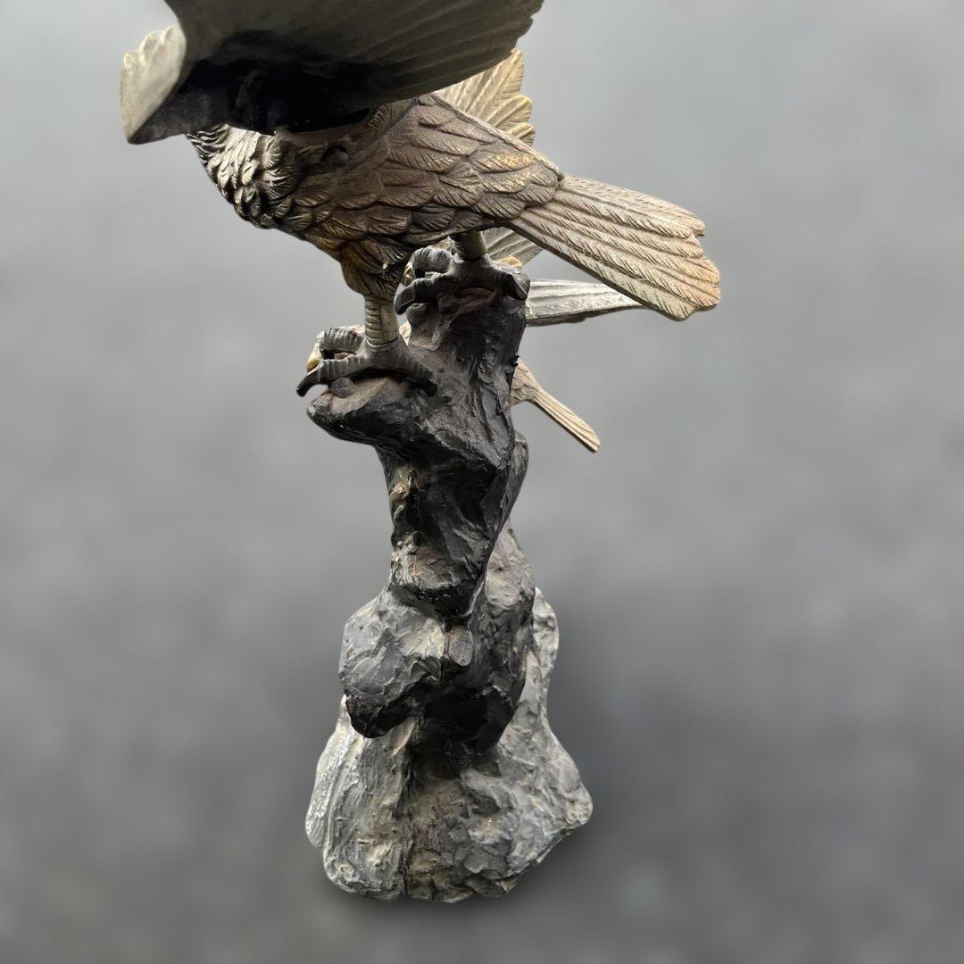 大型置物　鷹　鷲　金属工芸品　重量10kgオーバー