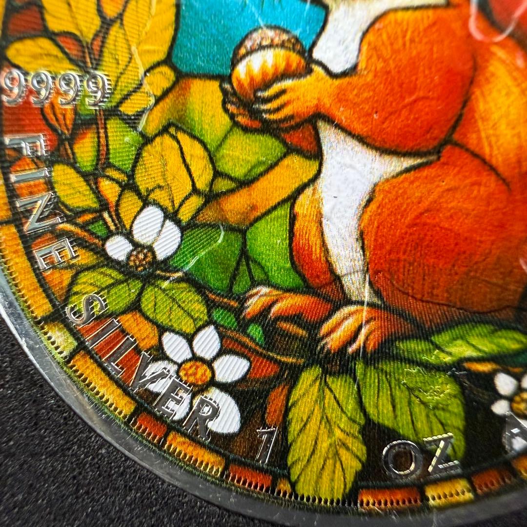 メイプルリーフ 銀貨 カラー ステンドグラス リス 1オンス 1oz 鑑賞ケース