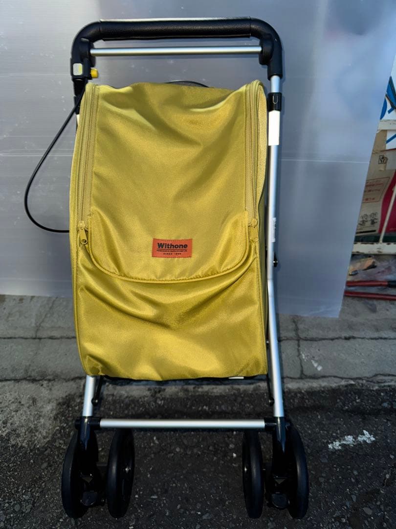 美品 象印ベビー ウィズワン イエローオーカー シルバーカー お買い物カート
