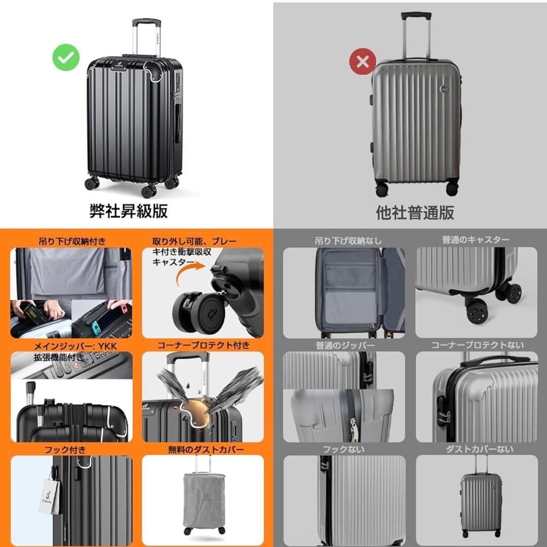 スーツケース 機内持ち込み Mサイズ 60L 拡張機能＆ストッパー付