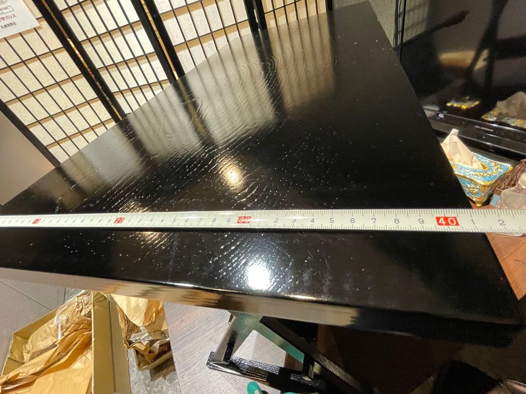 茶道具「組み立て式　木製喫架」立礼式　立礼卓　立礼棚　黒塗　客用テーブル　机台