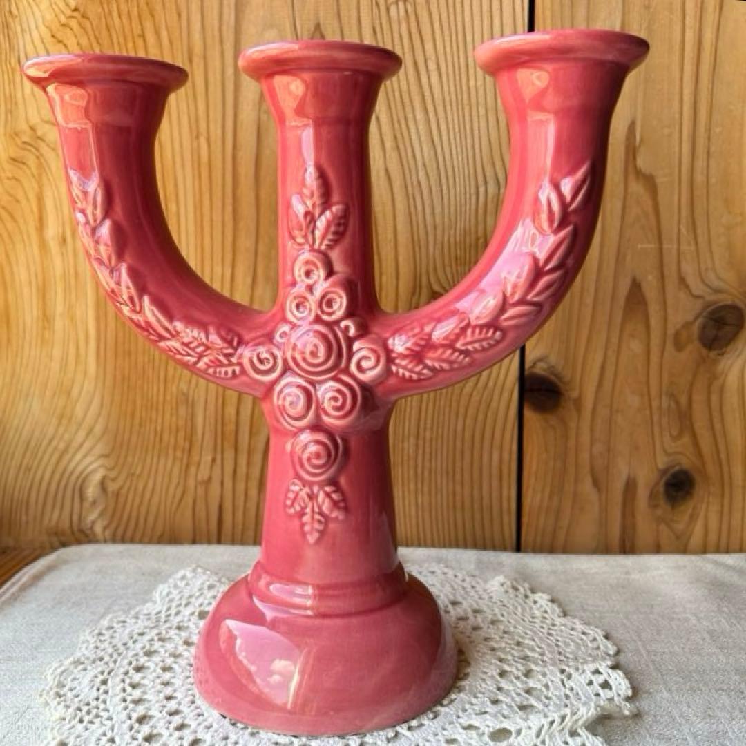Rosa Ljung 陶器のキャンドルスタンド　ピンク　北欧　スウェーデン　北欧