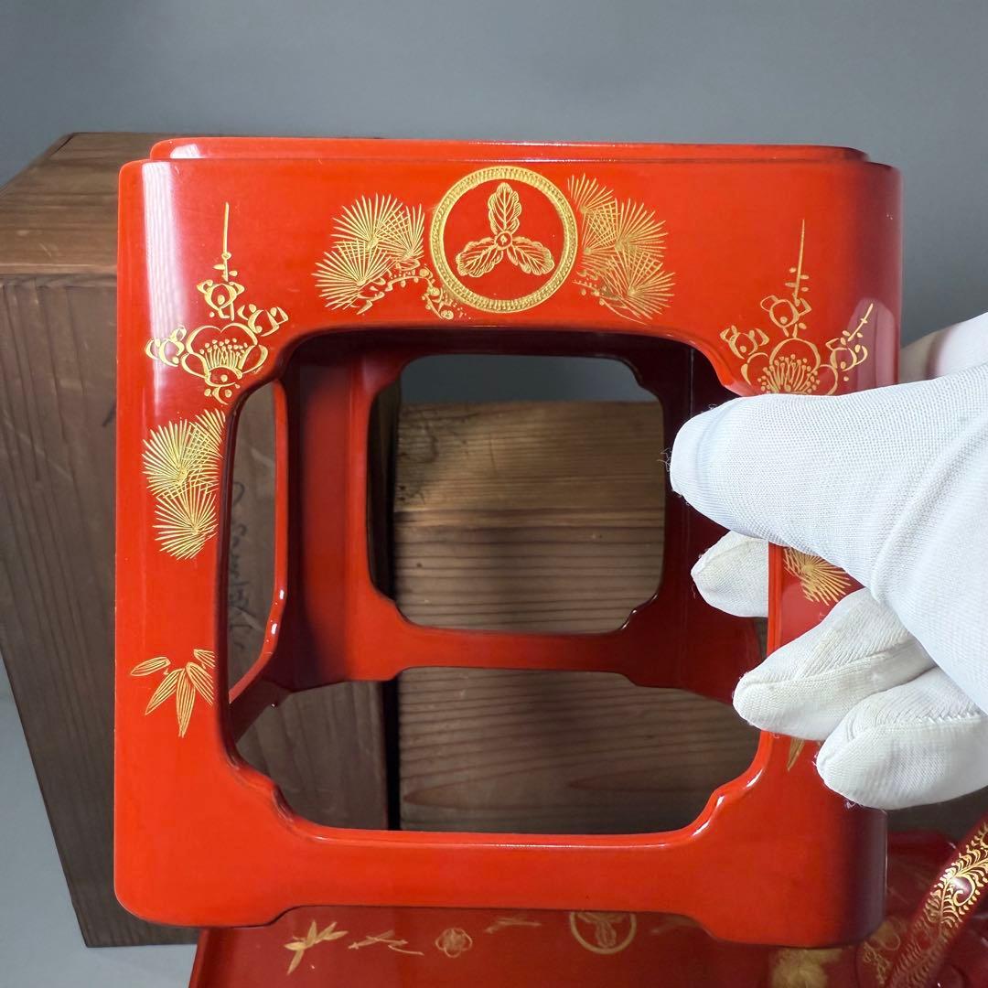 極上本堅地 輪島塗 沈金松竹梅 屠蘇器揃 共箱 酒器 お屠蘇 漆器 正月 作家物