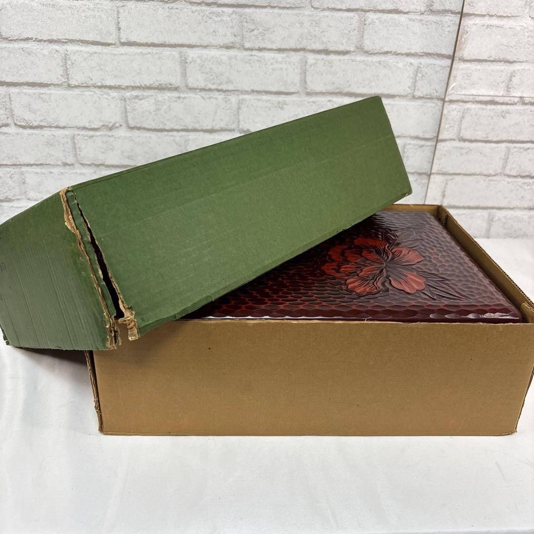 鎌倉彫 小物入れ 収納箱 花柄 漆器 外箱付き 工芸品 木製