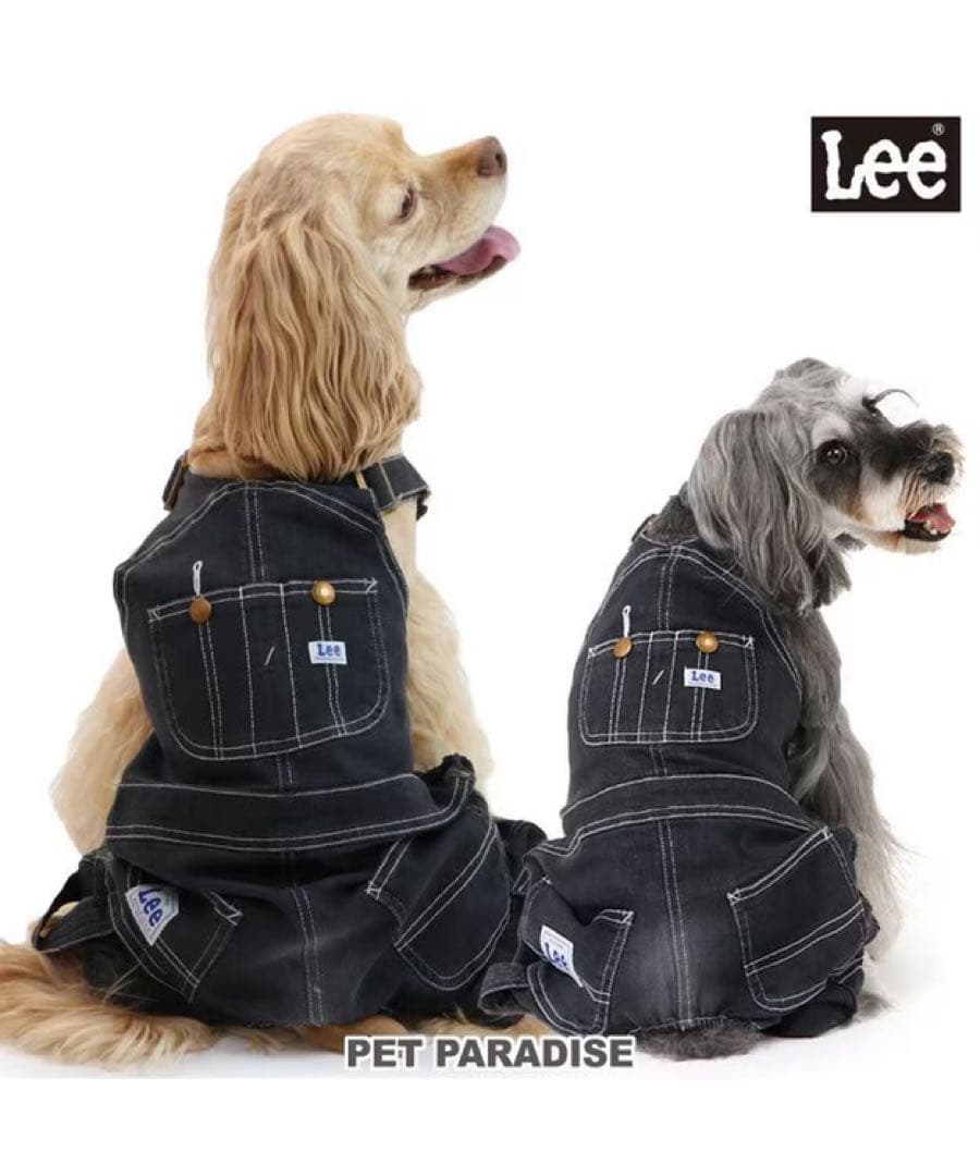 重ね着セット ペットパラダイス Lee オーバーオール ボーダーショルダーシャツ