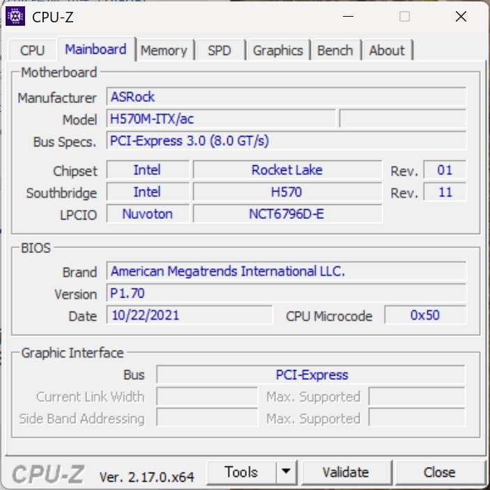 マザーボード ASRock H570M-ITX/ac