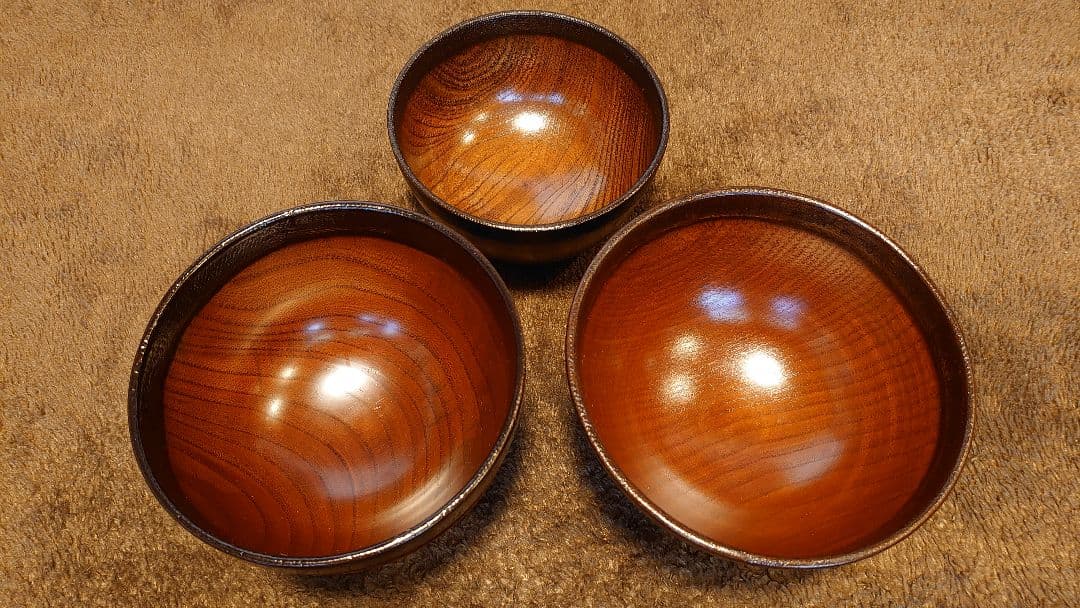 山中漆器　輪島塗　漆器　布着　木椀　３種　３客