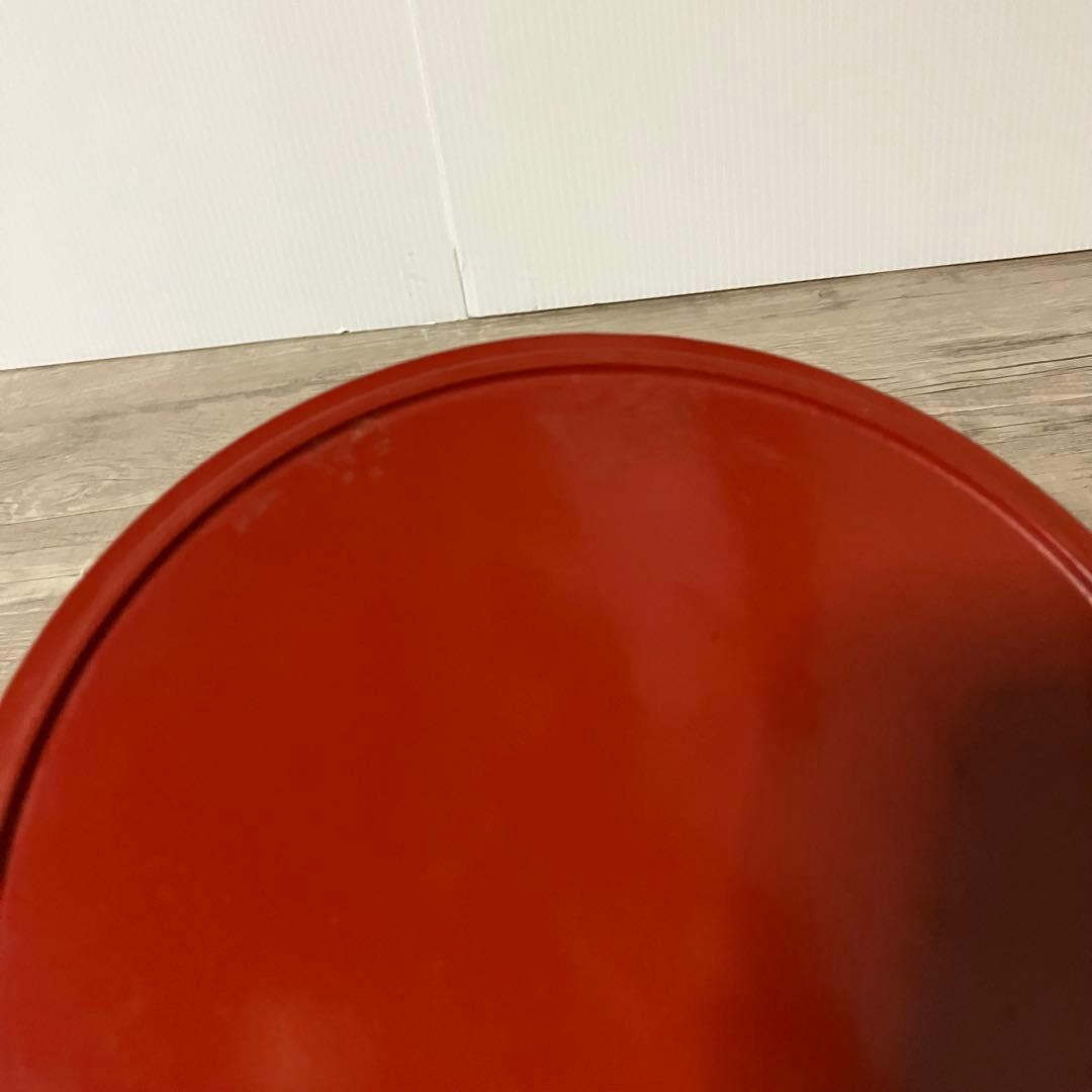D-4 鎌倉彫 丸盆 菓子器 牡丹 彫刻 漆器 朱塗り 天然木 和風 インテリア