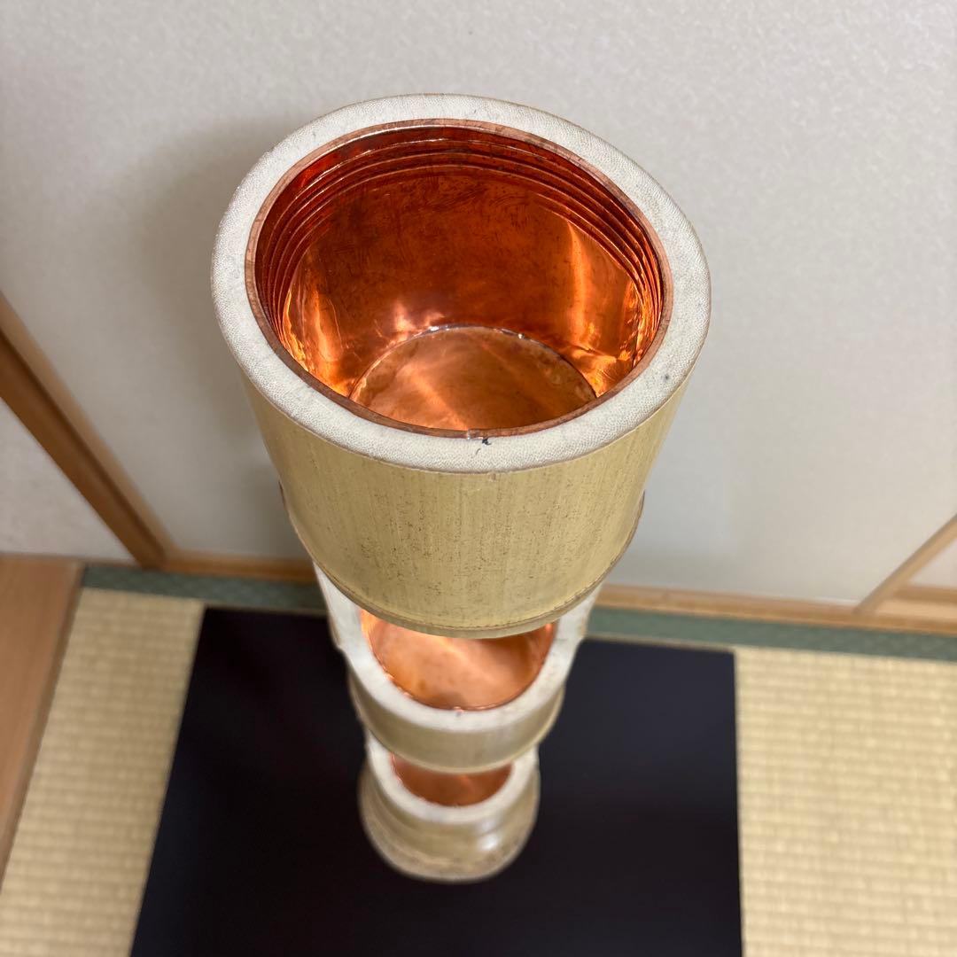 49 根付き　三重切り　三重切　 生け花　竹花入れ　竹筒　華道具