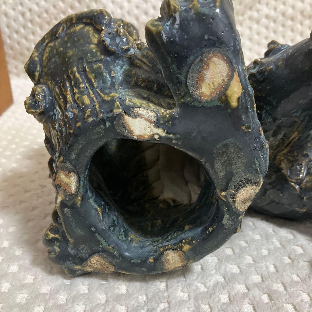 【中島春草 作】瀬戸焼 唐獅子 置物 東窯 共箱 栞付 伝統工芸 縁起物 陶器