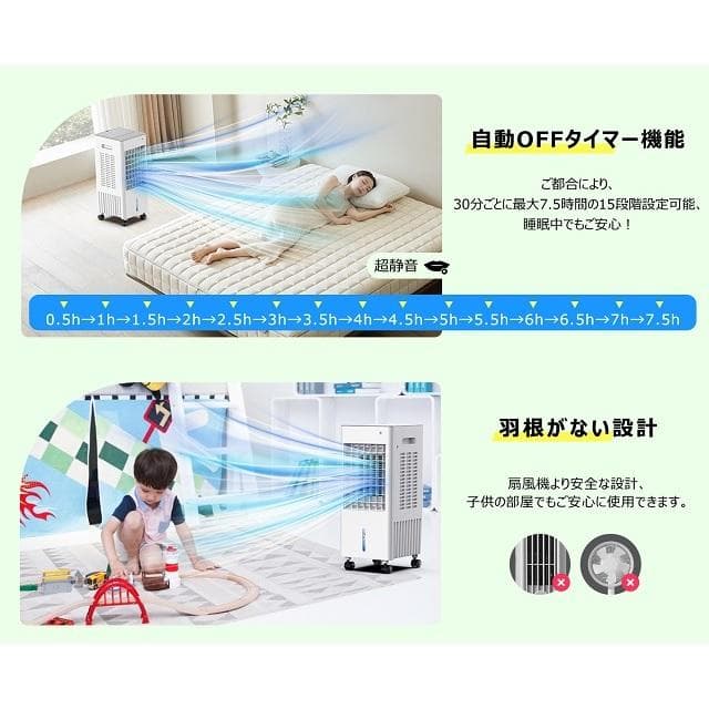 省エネ❄ 冷風機 冷風扇 8L 3段階風量 タイマー スポットクーラー 人気