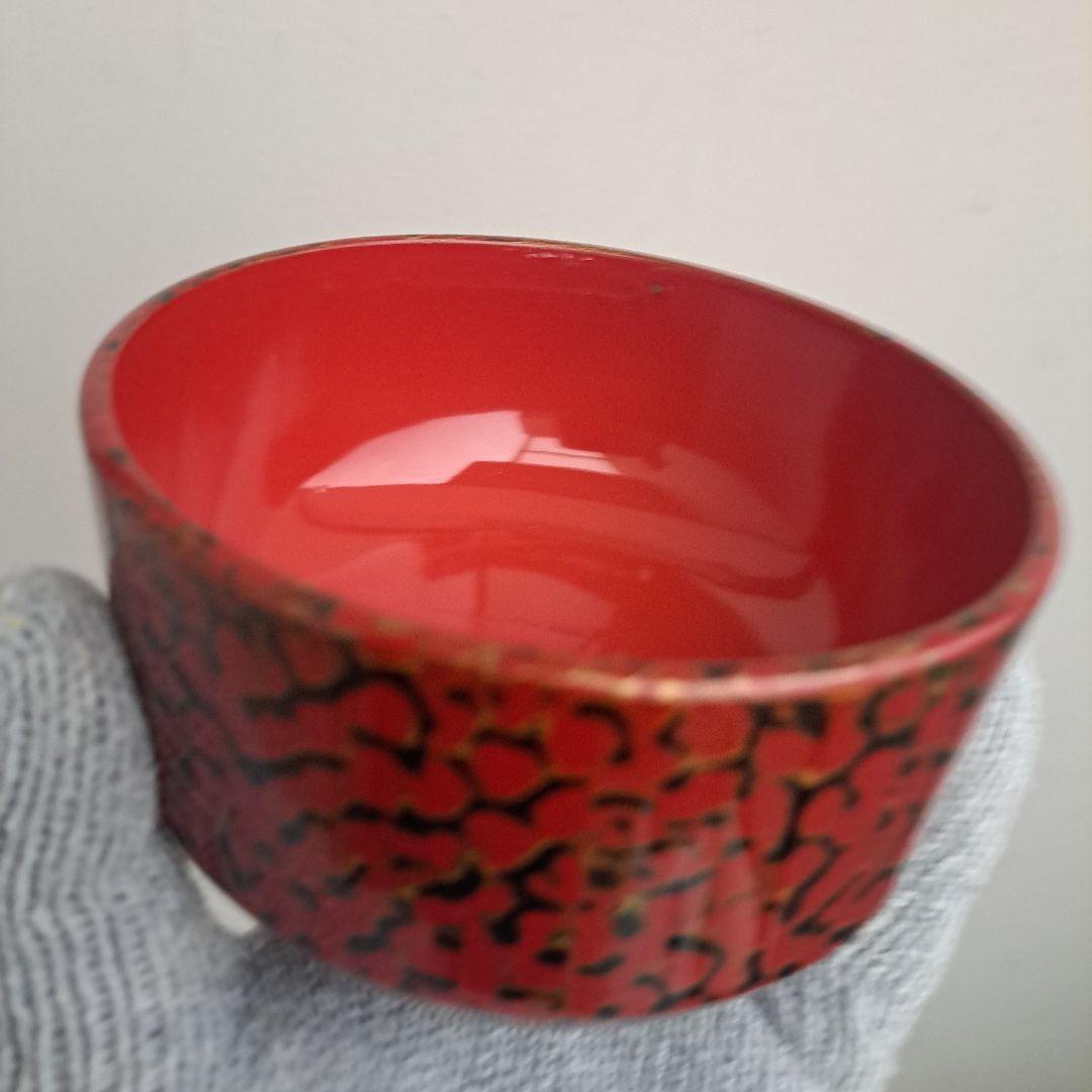 【津軽塗　唐塗　筒型　汁椀/飯椀×5客】天然木製　赤上　未使用/長期保管品