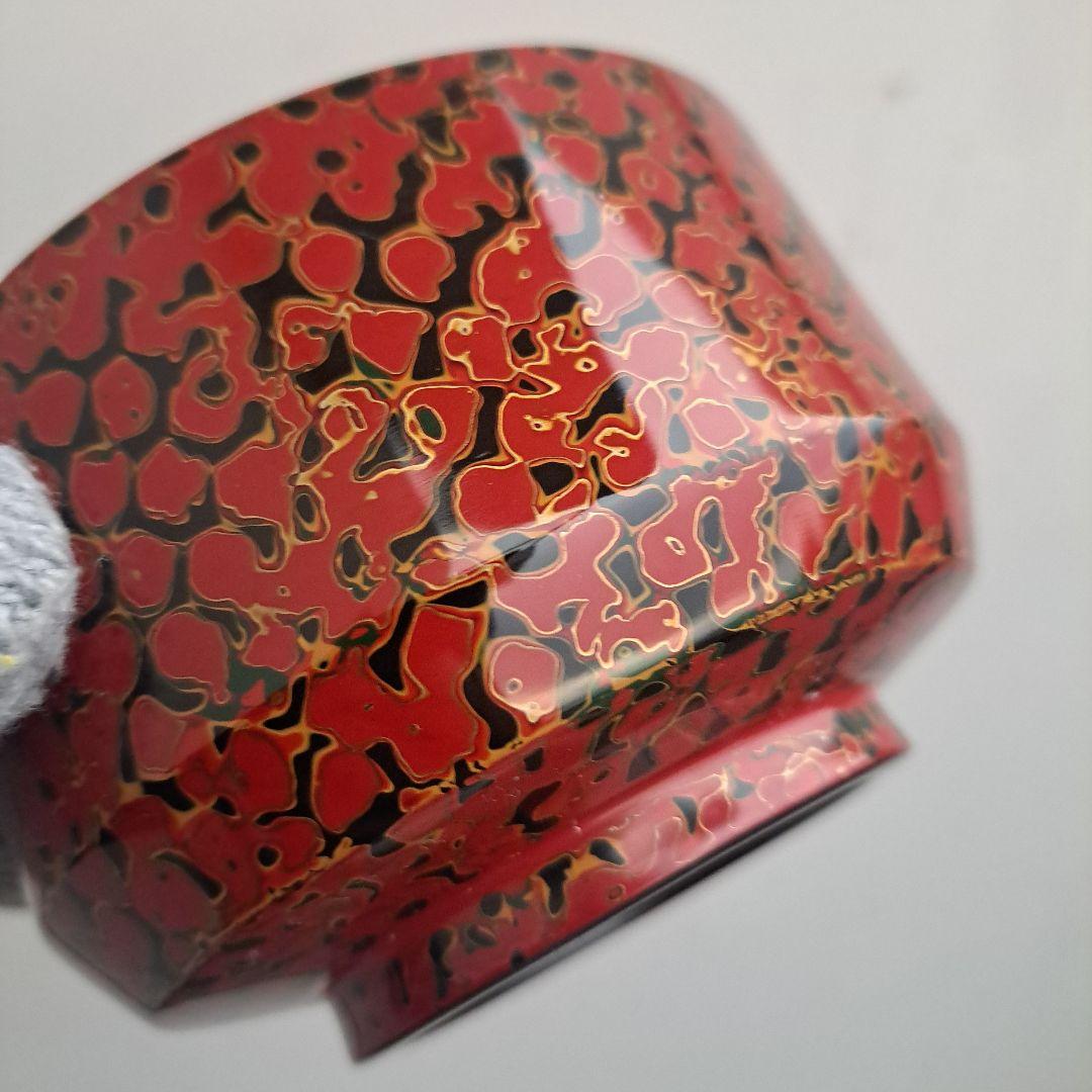 【津軽塗　唐塗　筒型　汁椀/飯椀×5客】天然木製　赤上　未使用/長期保管品