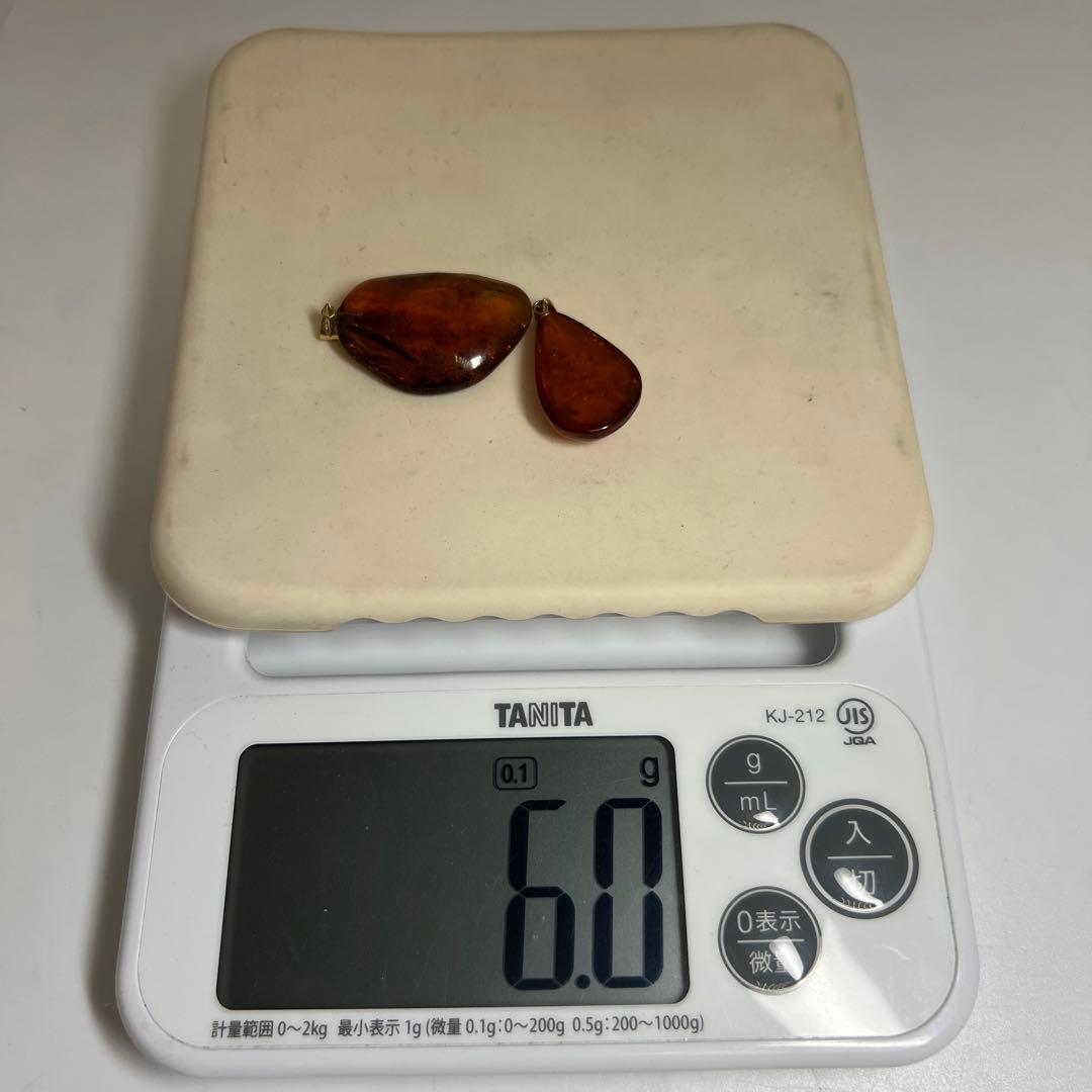 K18刻印　琥珀ネックレストップ　6.0g 東Y8-0210☆2F