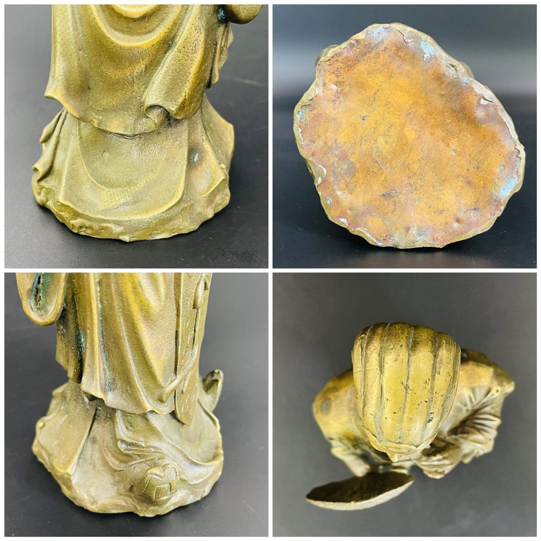 銅製 諸葛孔明 立像 三国志 軍師 ブロンズ像 中国武将 オブジェ R8SA56