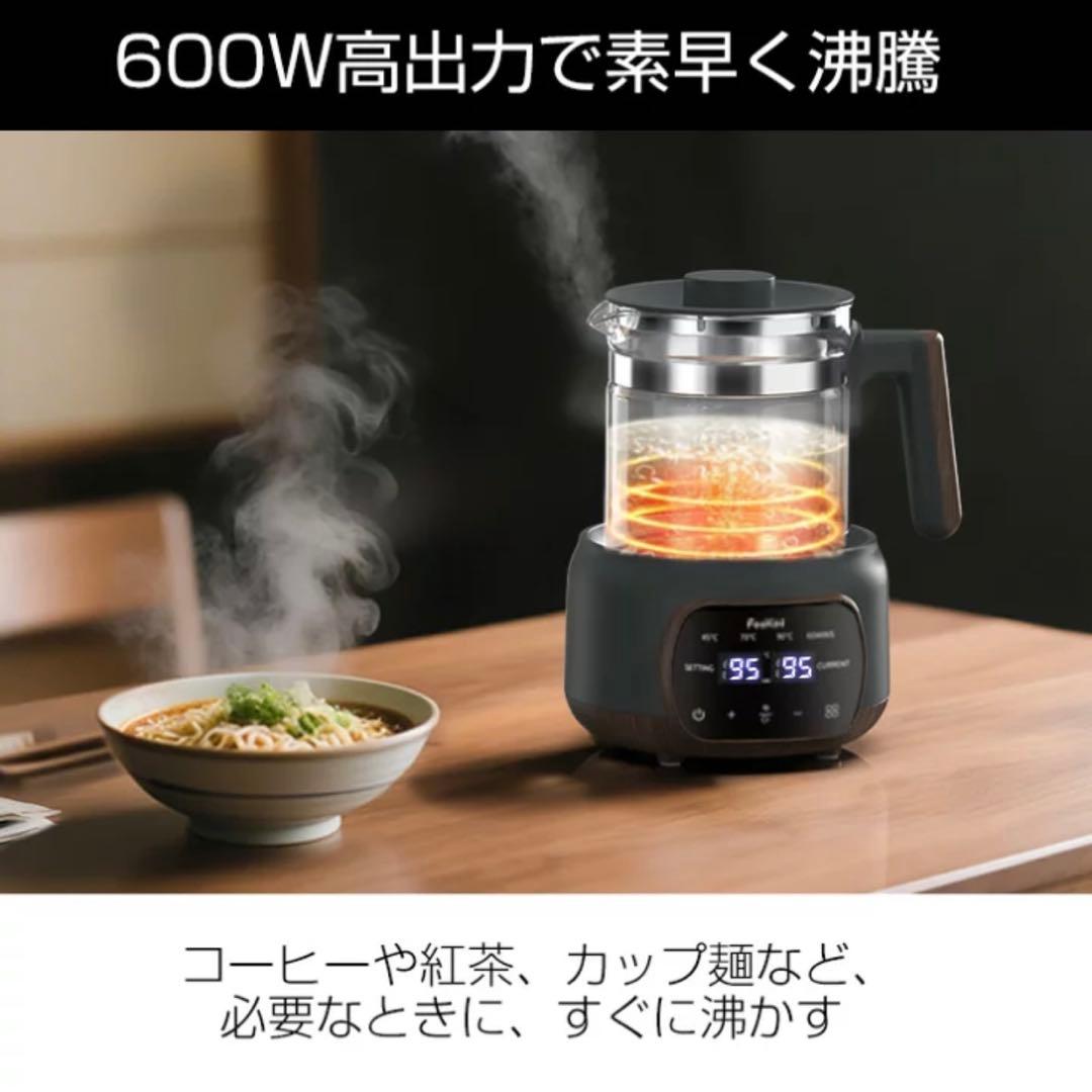 多機能1.3L 85 電気ケトル 温度調節 保温 ガラス製 茶こし付 大容量