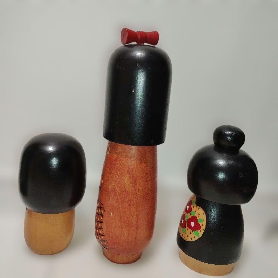 伝統工芸 創作 こけし kokesi かずを 玄草 高見沢 一夫３体セット